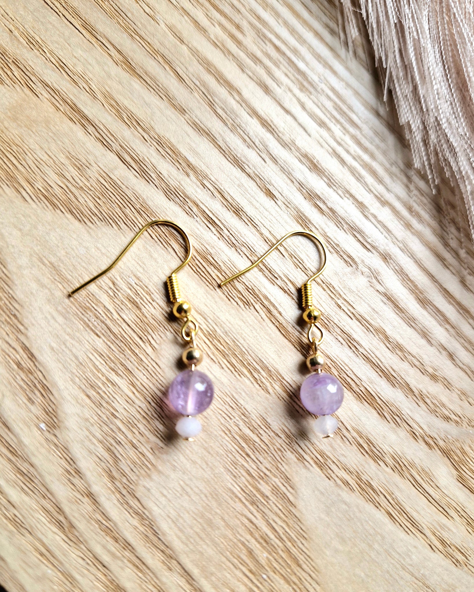 Amethyst Bead Drop Earrings