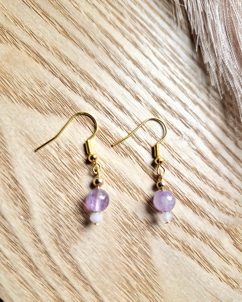 Amethyst Bead Drop Earrings