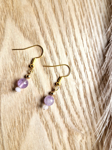 Amethyst Bead Drop Earrings