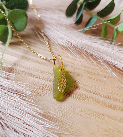 Olive Root - Seaglass necklace
