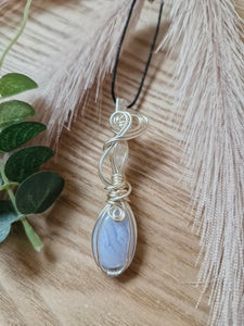 Blue Lace Agate and Moonstone Pendant