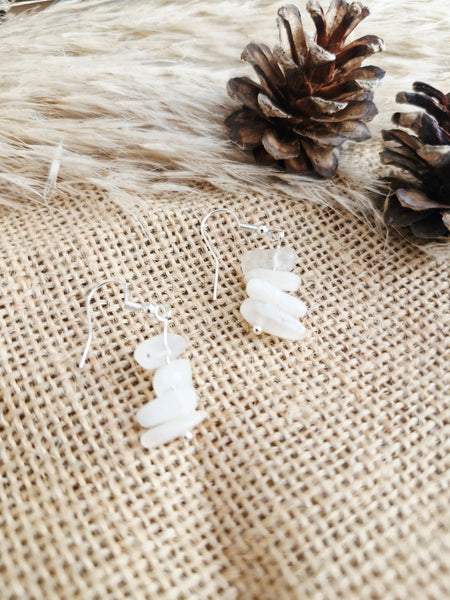 Moonstone chip earrings