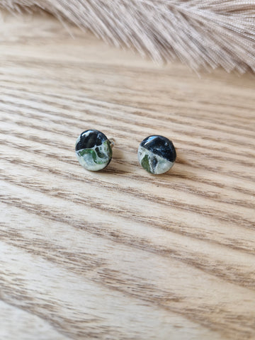 Green and Black stud earrings