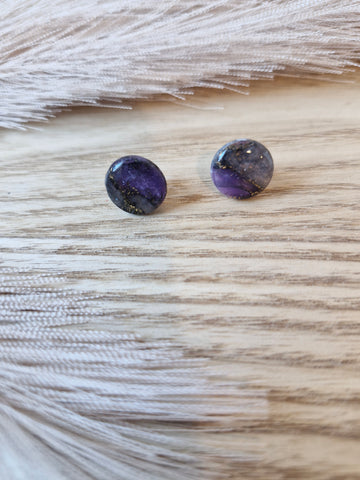 Purple and Black stud earrings