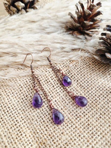 Amethyst drop earrings