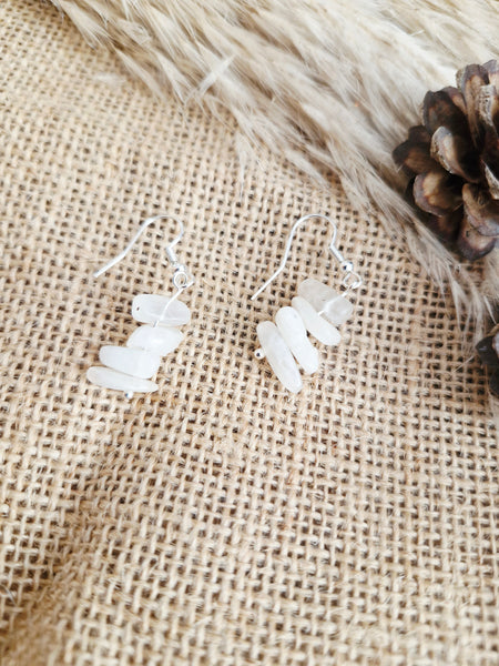 Moonstone chip earrings