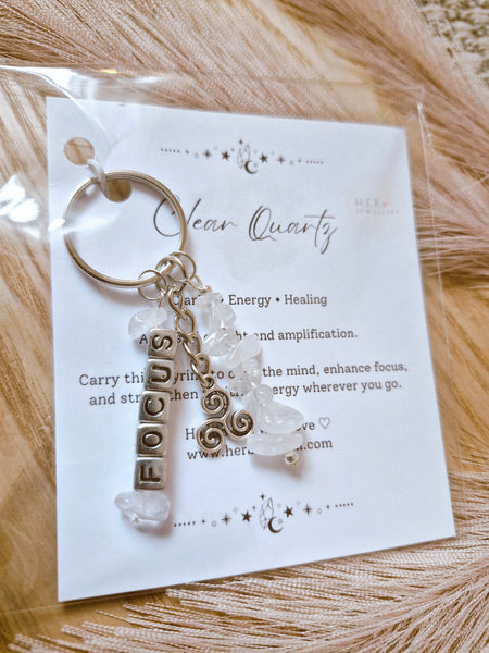 Clear Quartz (focus) Keyring
