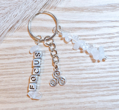 Clear Quartz (focus) Keyring