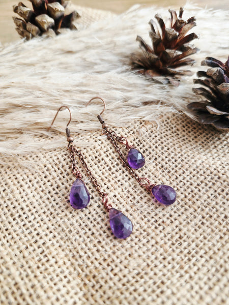 Amethyst drop earrings
